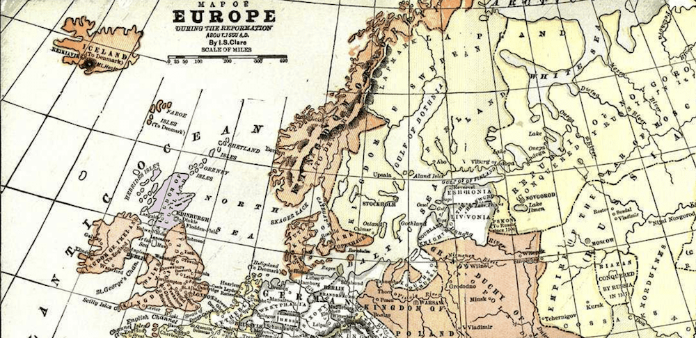 Carte de l'Europe du nord en 1550